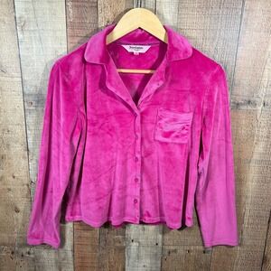 Juicy Couture Hot Pink Velour Rhinestone Logo Pajama Top Sleepwear Small